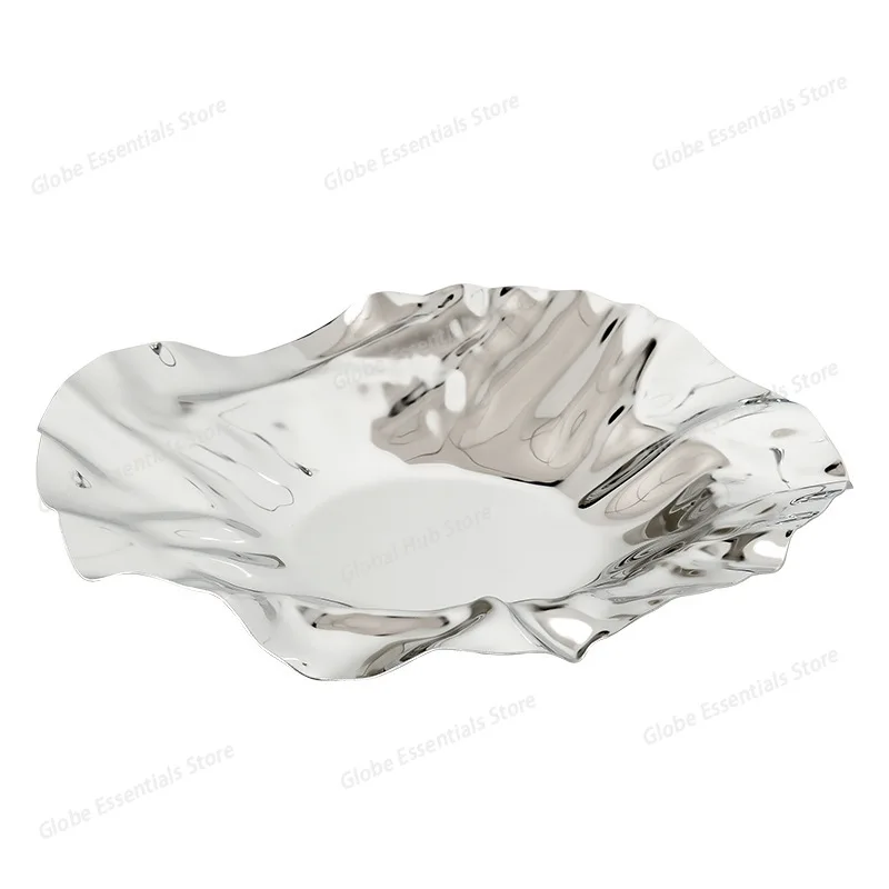 

Living Room Decorations Desktop Storage Tray, Household Petal High-grade Fruit Tray, Stainless Steel Kitchen Bar Supplies