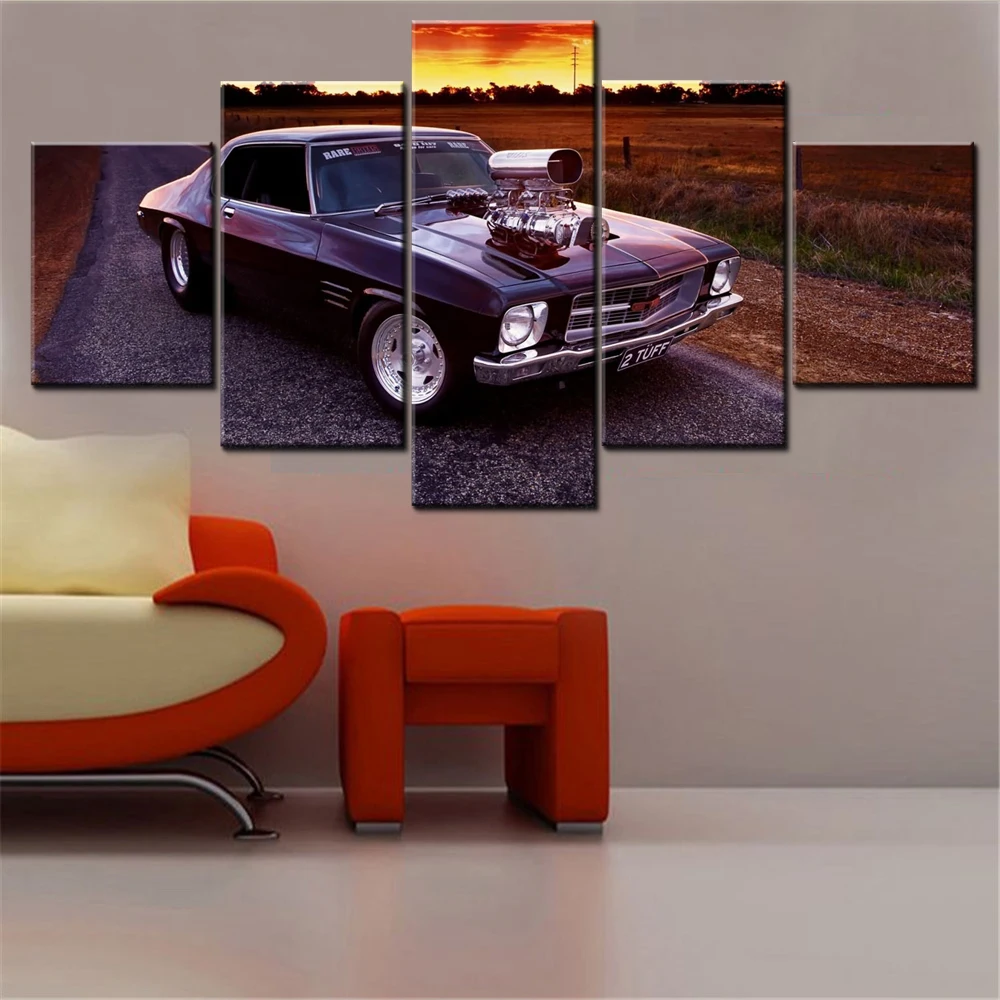 

Картина на холсте, 5 шт., настенные художественные винтажные обои для автомобиля, домашний декор, интерьерный постер, картина для гостиной, настенная живопись