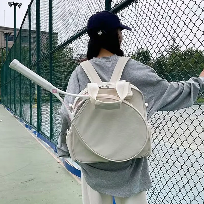 عالية الجودة المرأة سعة كبيرة سستة مضرب تنس حبال الرياضة مبطن حقيبة كرة البيسبول سعة كبيرة حقيبة القماش الخشن #2