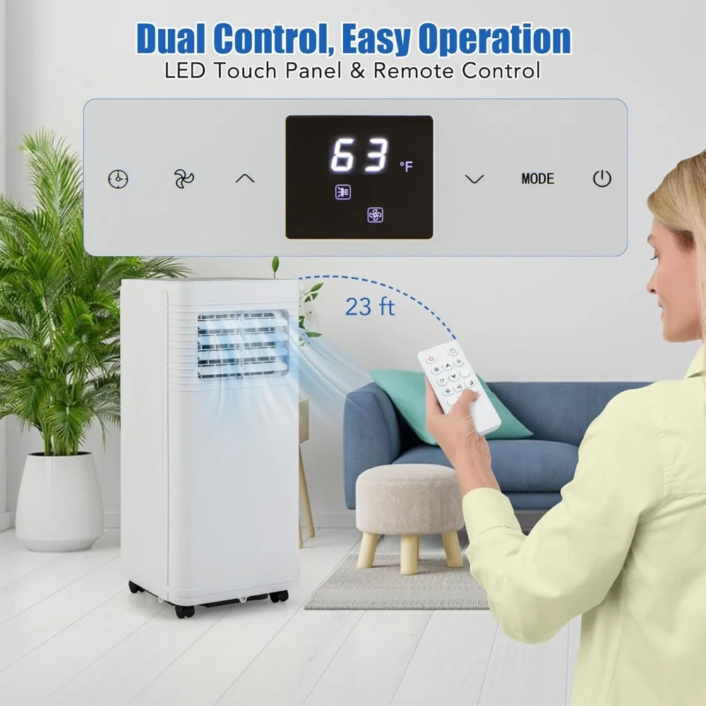 HAOYUNMA Portable Air Conditioner, 8000 BTU Air Conditioner with Fan & Dehumidifier, 24H Timer & Remote Control, Window