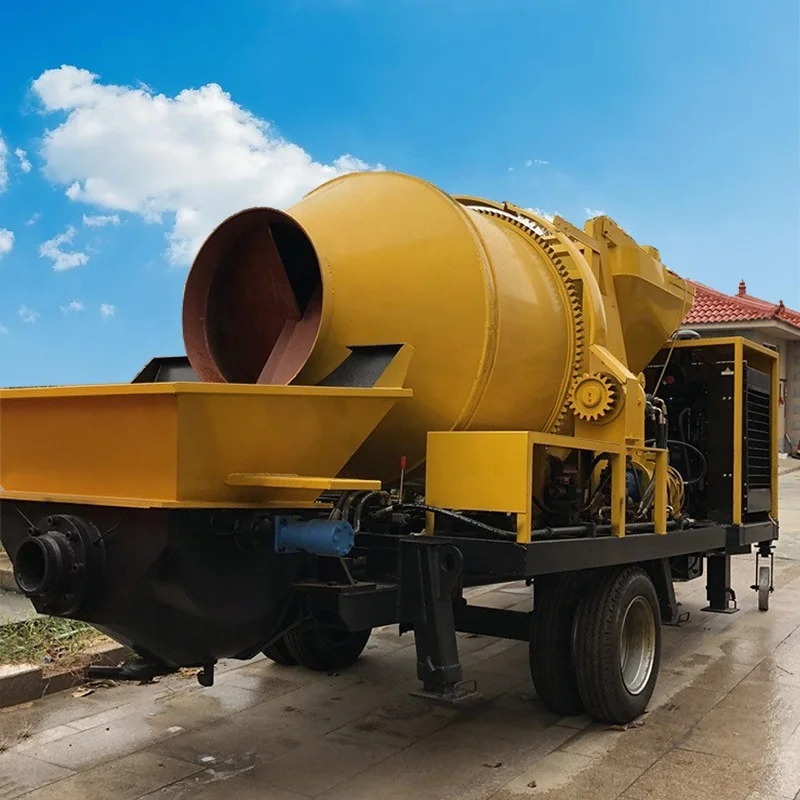Customized Concrete Machinery Pump Trailer Mobile Diesel Concrete Transfer Mixing Pump Hoses Price Of Mobile Concrete Mixer Pump