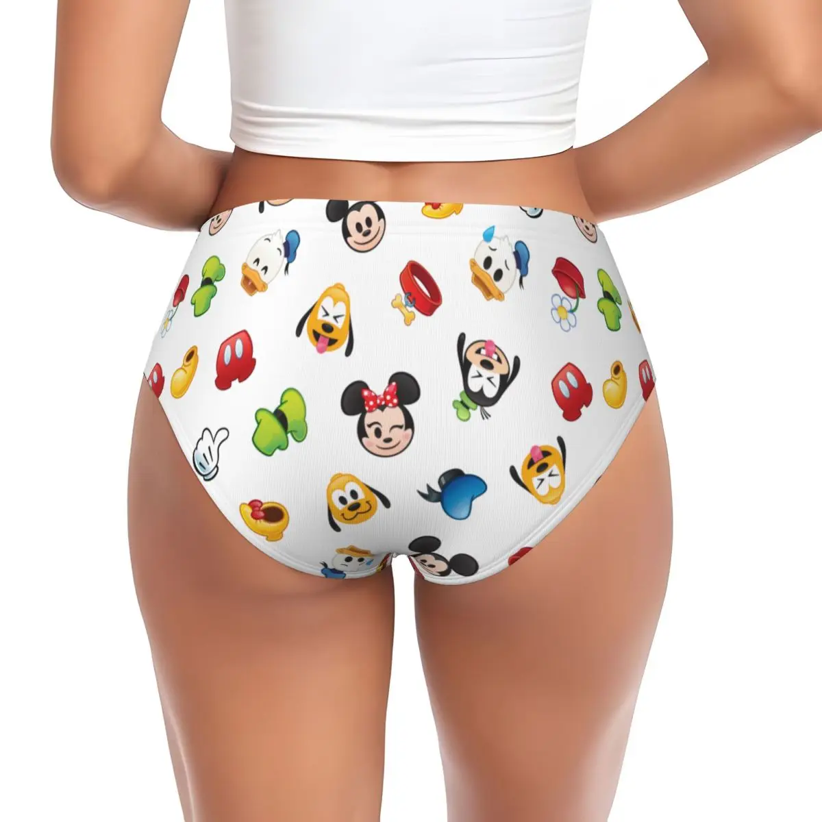 Women's Mickey Friends Emoji Briefs High Waisted Seamless Underwear Invisible Full Coverage Briefs Panties