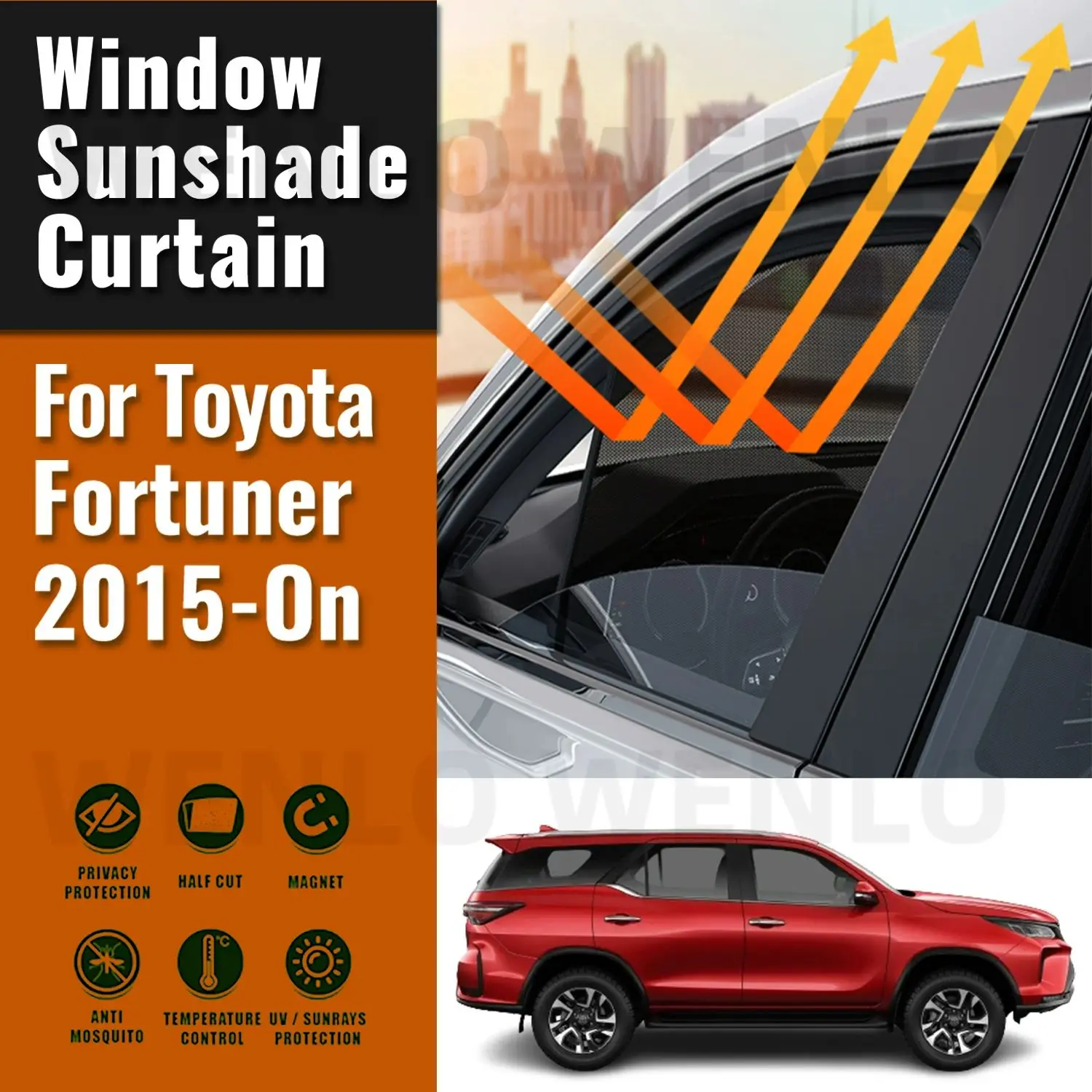 

For Toyota Fortuner 2015-2023 Magnetic Car Sunshade Shield Front Windshield Curtain Window Uv Protection Sun Shade Visor Blinds