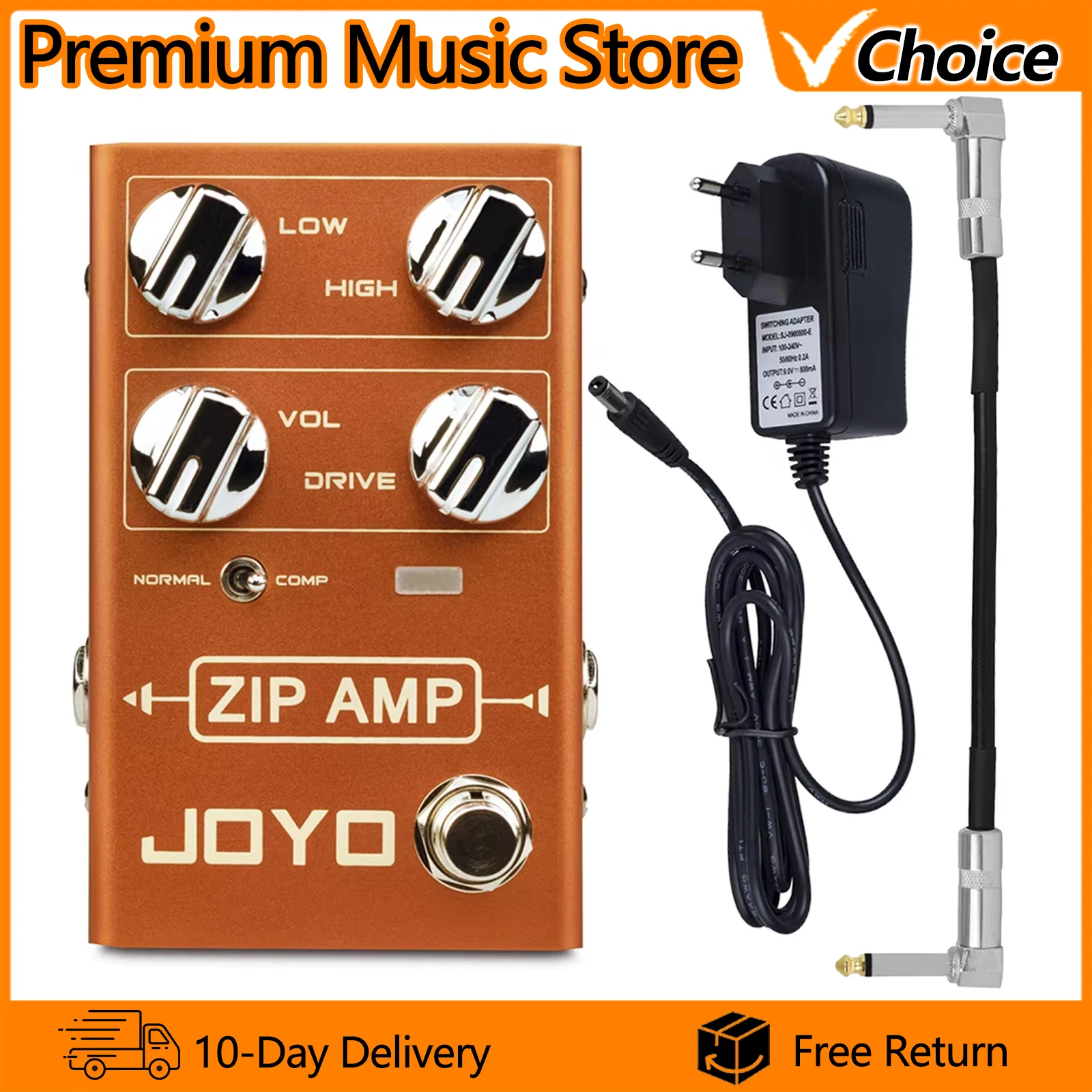 

Гитарная педаль эффектов JOYO R-04 ZIP AMP Overdrive с сильной компрессией, рок-тембром и переключателем Gain COMP