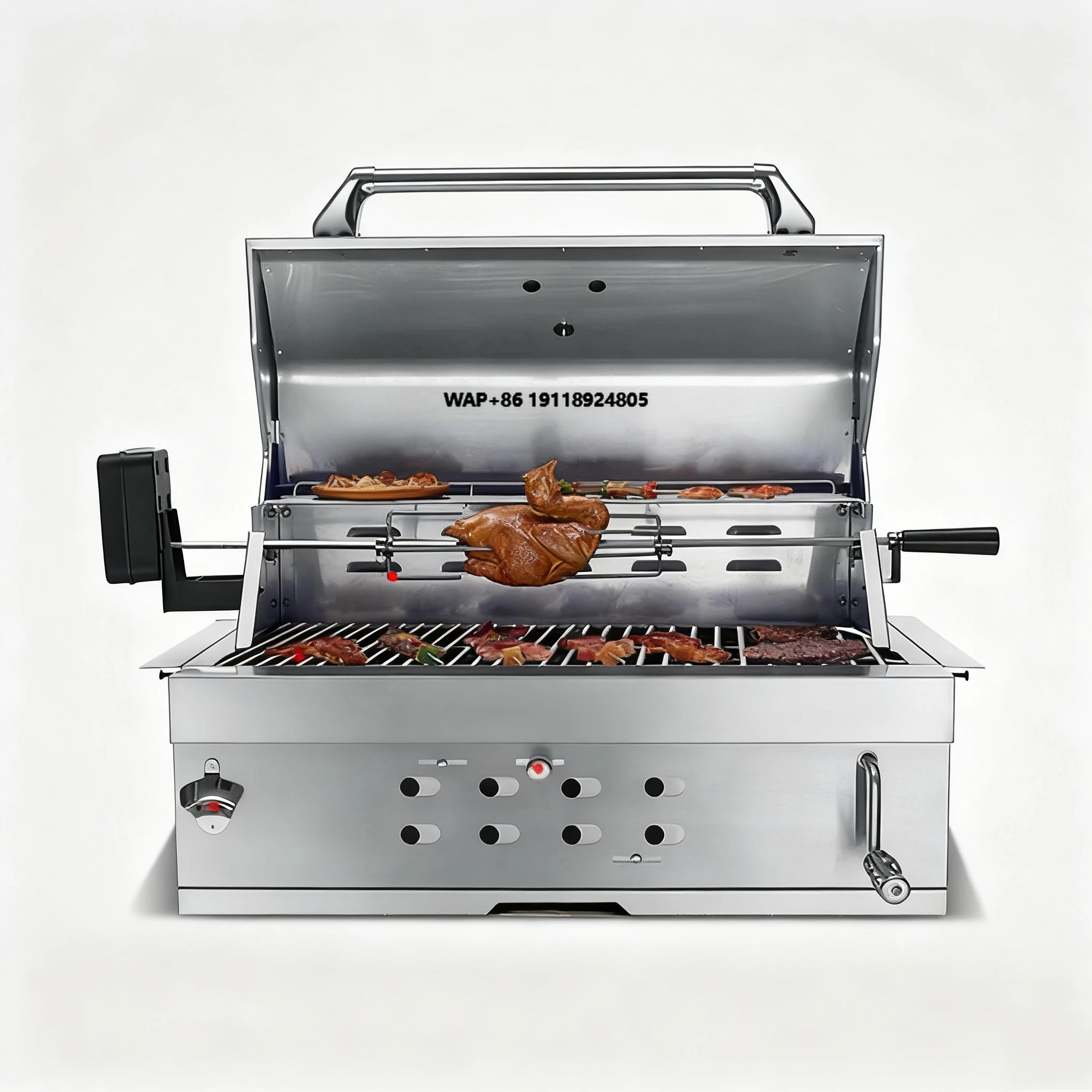 Heavy-Duty Stainless Steel American Charcoal Grill Modern Premium Built-In Outdoor BBQ for Villa Patio for Roasting