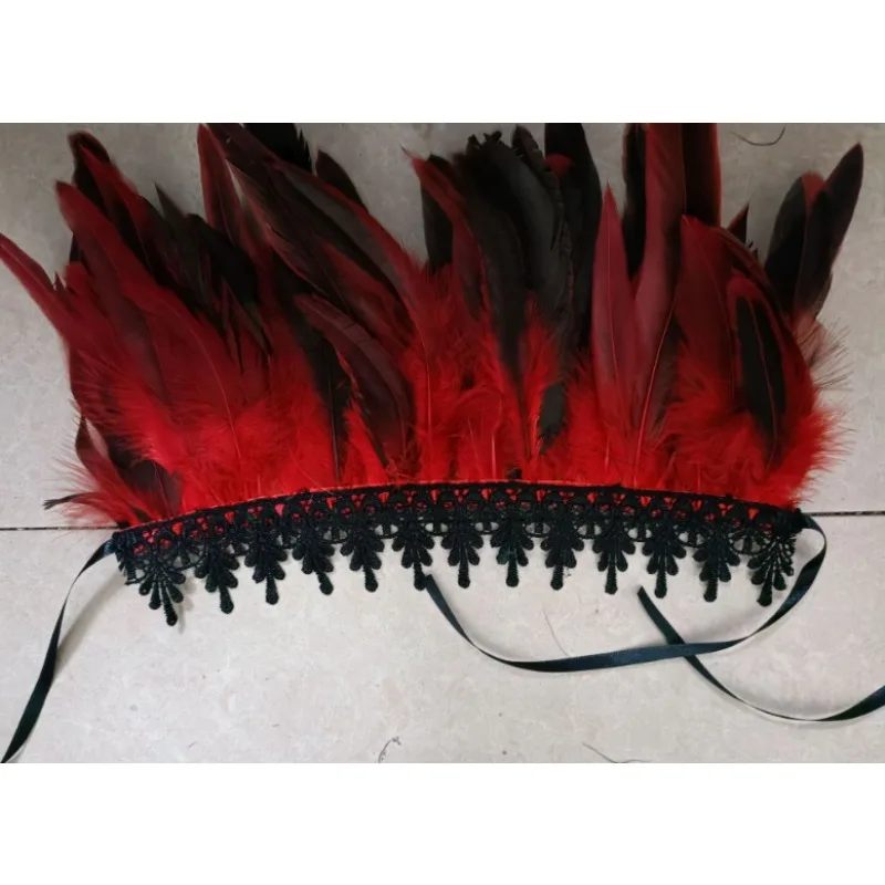 Collier ras du cou en plumes noires pour femmes, couverture de cou Sexy en dentelle, Cape Punk, châle, fête Cosplay, plume naturelle avec faux col en dentelle