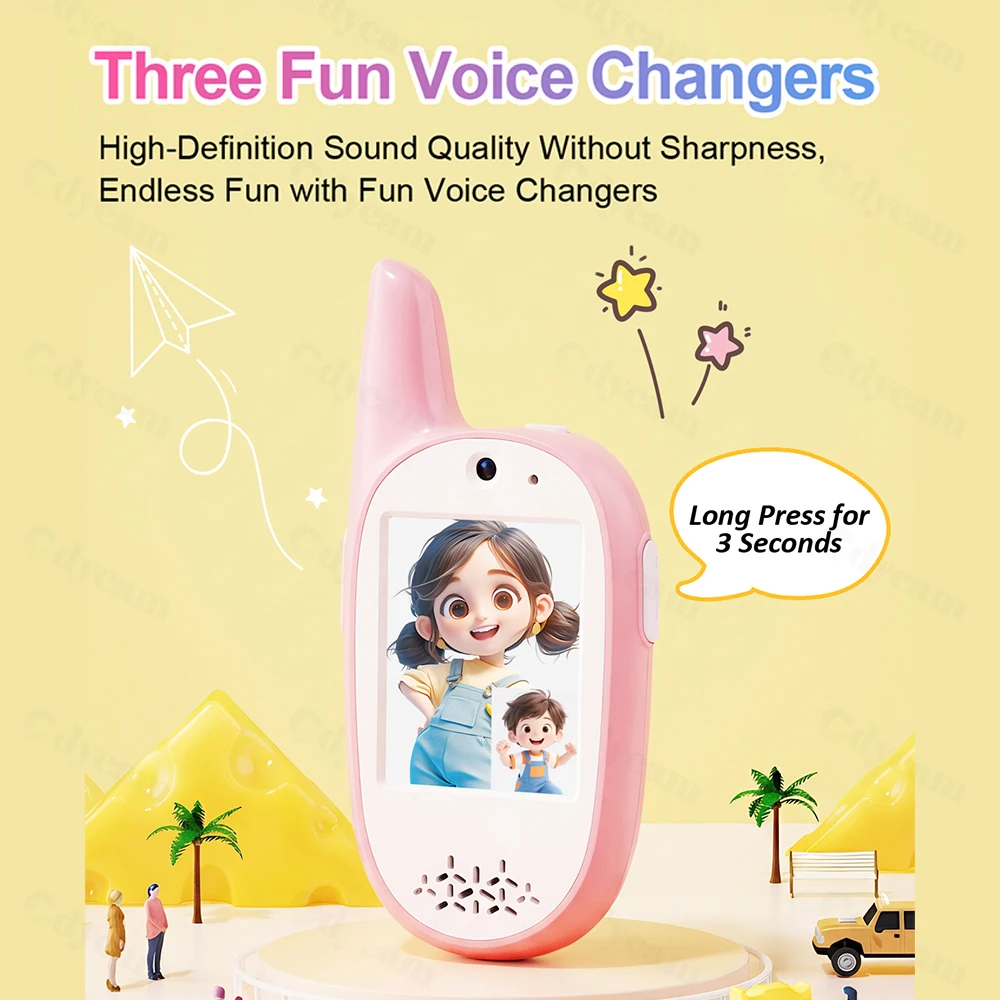 Kids Video Walkie Talkie 2PCS Rechargeable 2-inch High-definition Screen One-Click Call Children's Intercom Gift for Kids