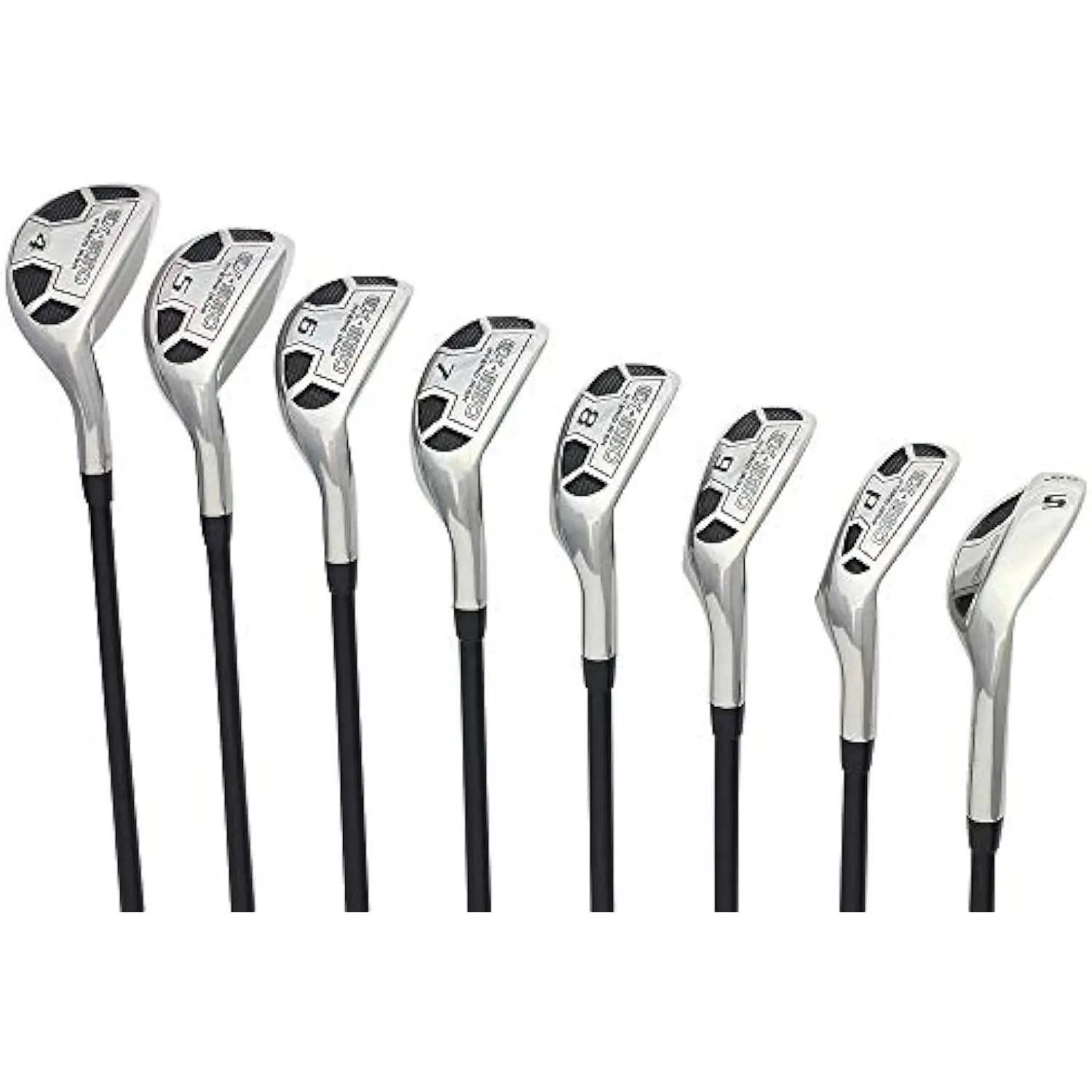 

Menâ€™s Golf EX-550 Hybrid Iron Set, which Includes: #4, 5, 6, 7, 8, 9, PW +SW Regular Flex Graphite Right Handed New Utility
