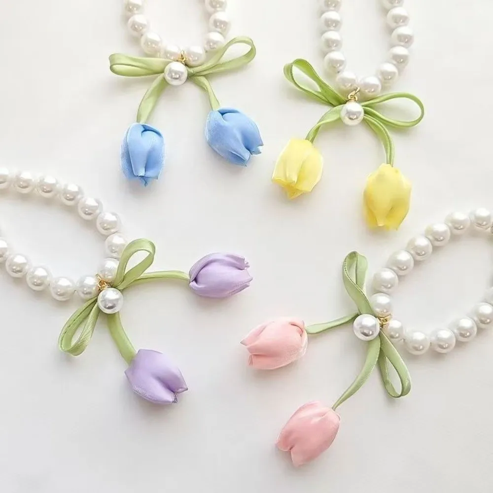 Creative Magnetic Curtain Tiebacks Tulip-Shaped 3D Flowers Curtain Buckle Bowknot Pearl Chain Tulip Curtain Straps Wedding Room