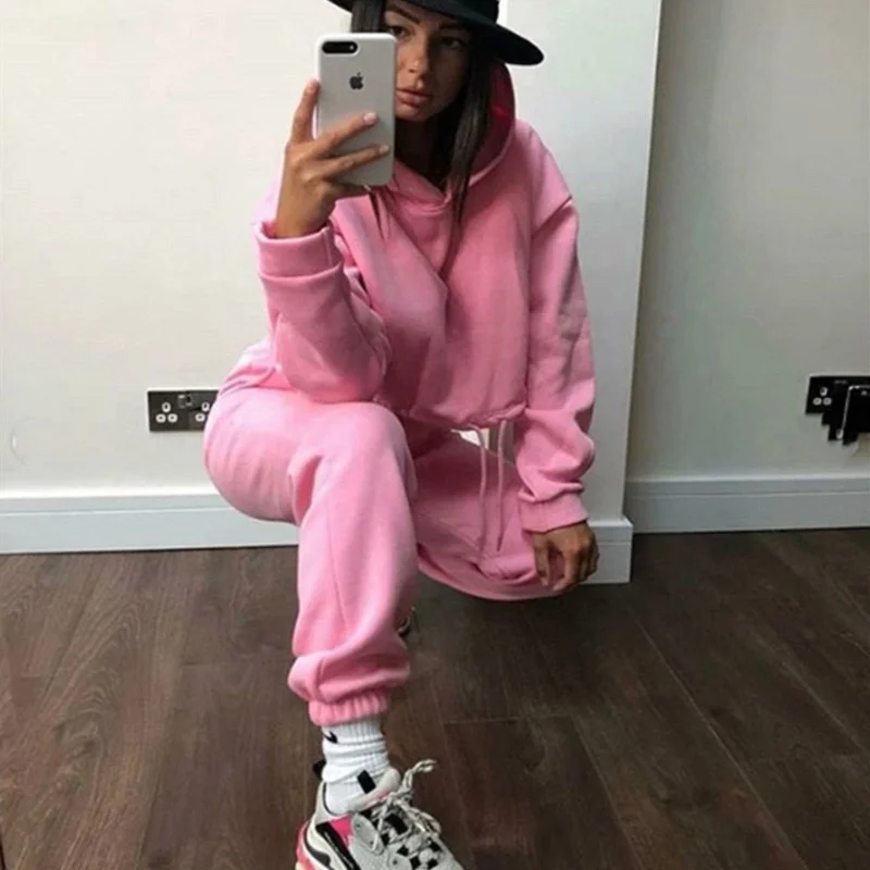 2023 Women\'s Tracksuit Sweatshirt + Sweatpants Pullover Hoodies Sportswear Woman Long Sleeve Clothing Trendy Jogging Pants Set