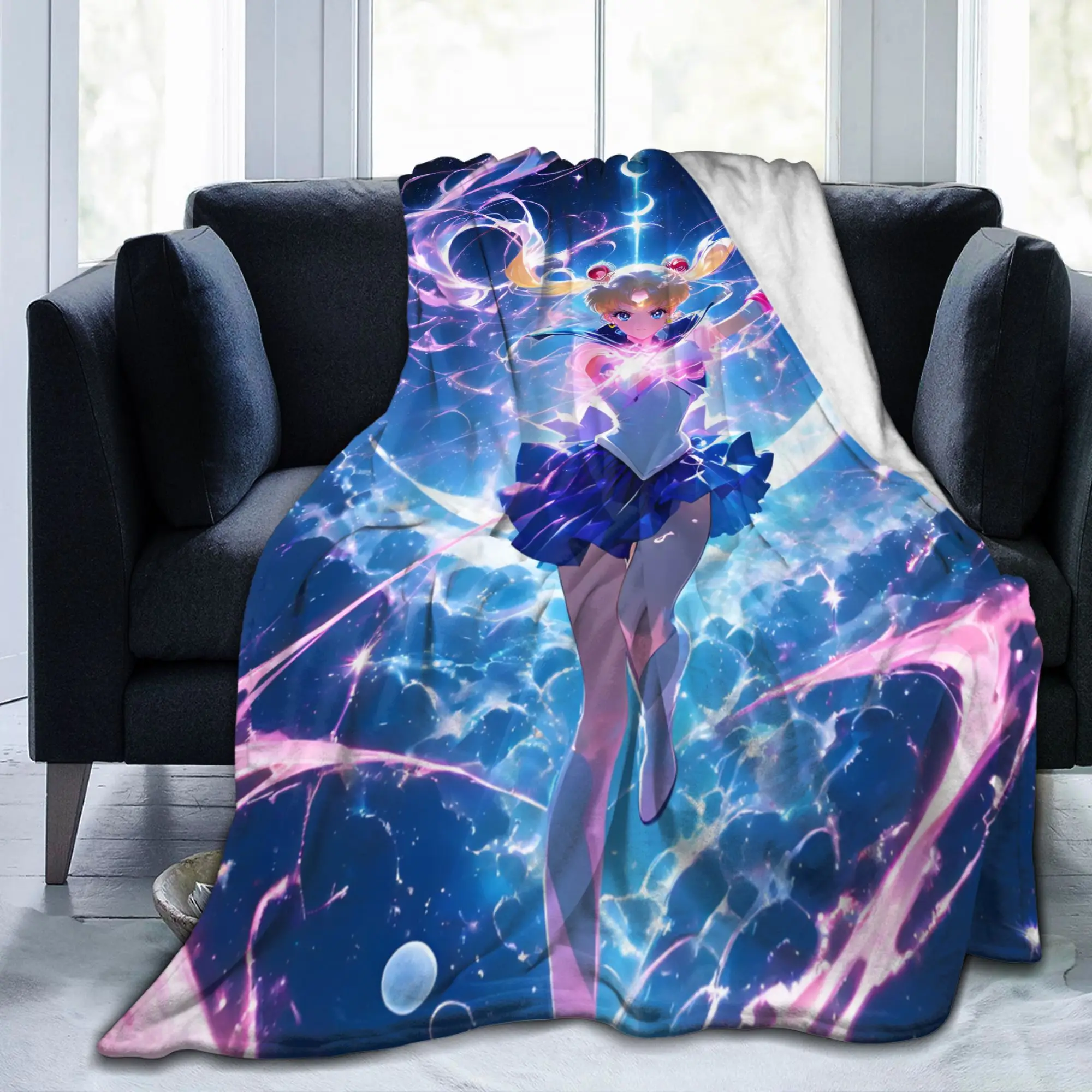 Custom S-Sailors Moons Blanket 3D Printed Soft Flannel Fleece Warm Anime Cartoon Throw Blankets for Home Bedding Sofa Quilt