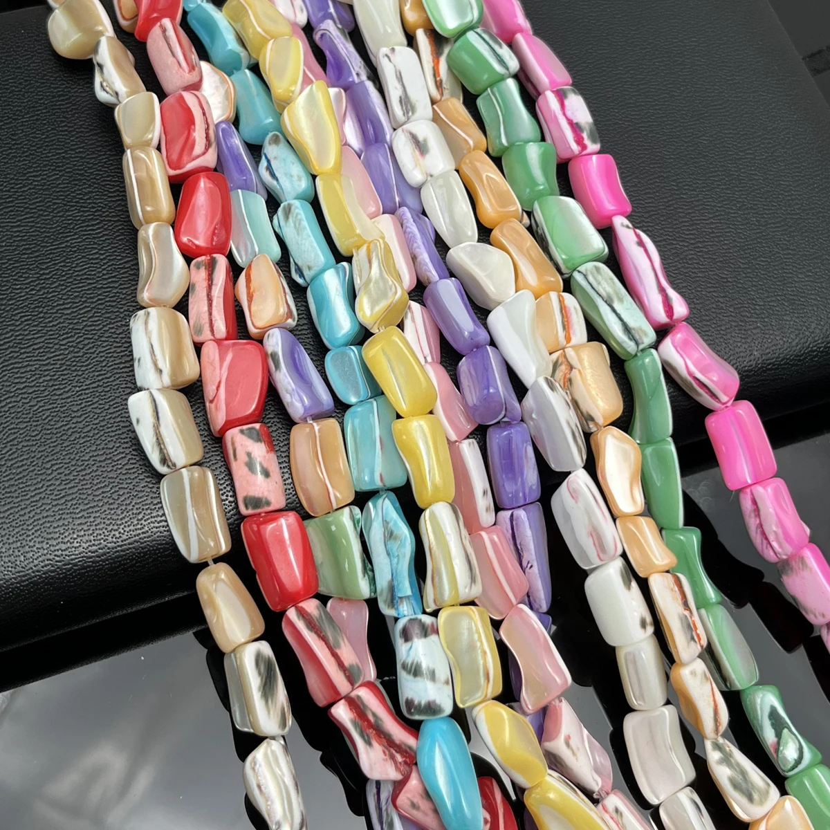 36cm Natural Seawater Shell Beads Colored Rectangular Semi-finished Beads for DIY Jewelry Making Necklace Bracelet Accessories