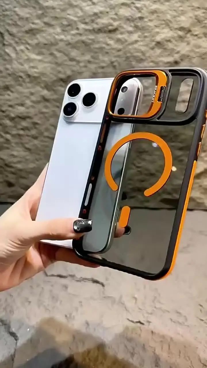 Capa Magnética Luxuosa Fosca Transparente com Suporte para Magsafe para iPhone 17 13 12 11 Pro Max 16 15 14 Plus