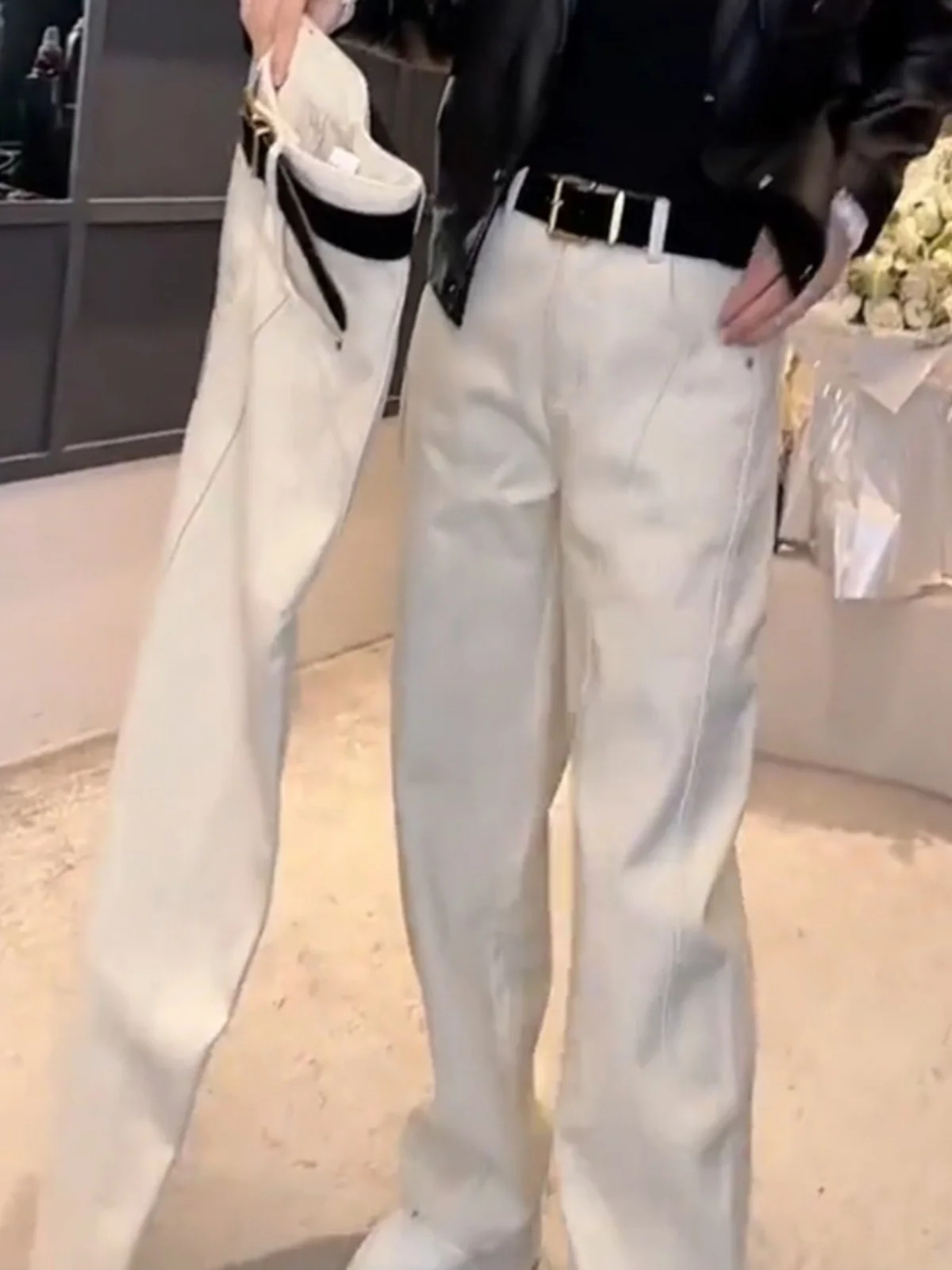 

Широкие джинсы с высокой талией, женские повседневные джинсовые брюки с завышенной ножью, весенний сезон, удобные повседневные джинсы со стойкой