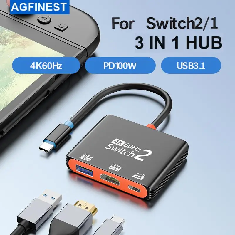 

Концентратор 3-в-1 USB3.1 Type-C на 4K HDMI +PD100W +USB3.1 Адаптер-сплиттер для коммутатора MacBook ноутбука Конвертер док-станции USB-C