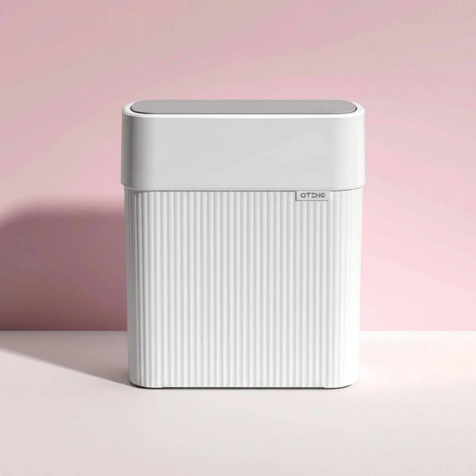 Press Lid Trash Bin Crevice-Friendly Slim Trash Bin Home Item Light-Colored Indoor for Kitchen