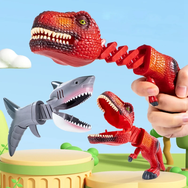 

20pcs Simulation Dinosaur Shark Toys Dino Model Telescopic Spring Creative Decompression Trick Kids Funny Toys Gifts