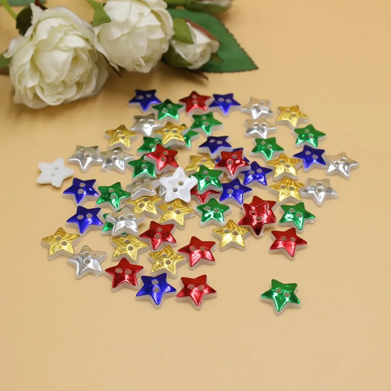 Mixed 100pcs/lot 13mm Christmas  star Shape buttons craft scrapbooking decoration buttons