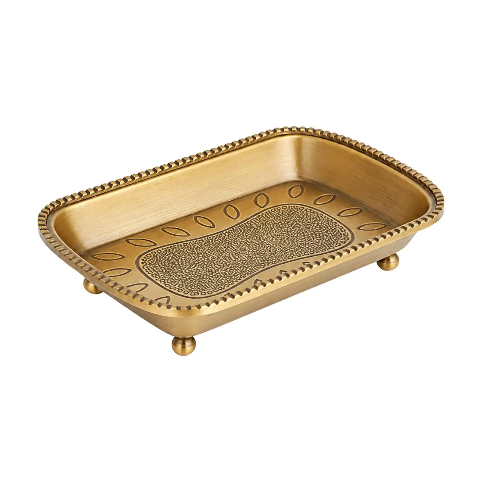 Premium Brass Soap Holder for Washbasin Gold Tone Metal Soap Dish with Drain Tray Raised Sides Compact Size for Bathroom