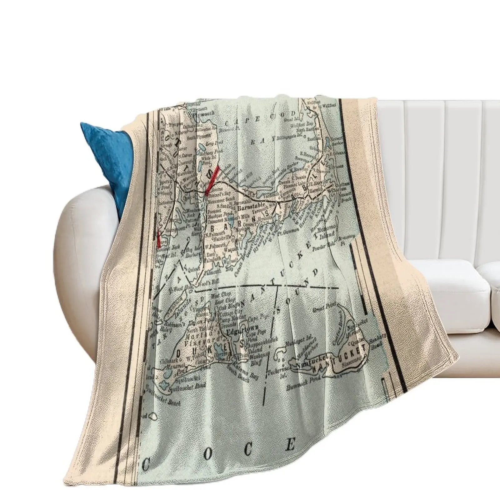 

Vintage Cape Cod Map (1893) Throw Blanket Decorative Throw Thermals For Travel Beach Blankets