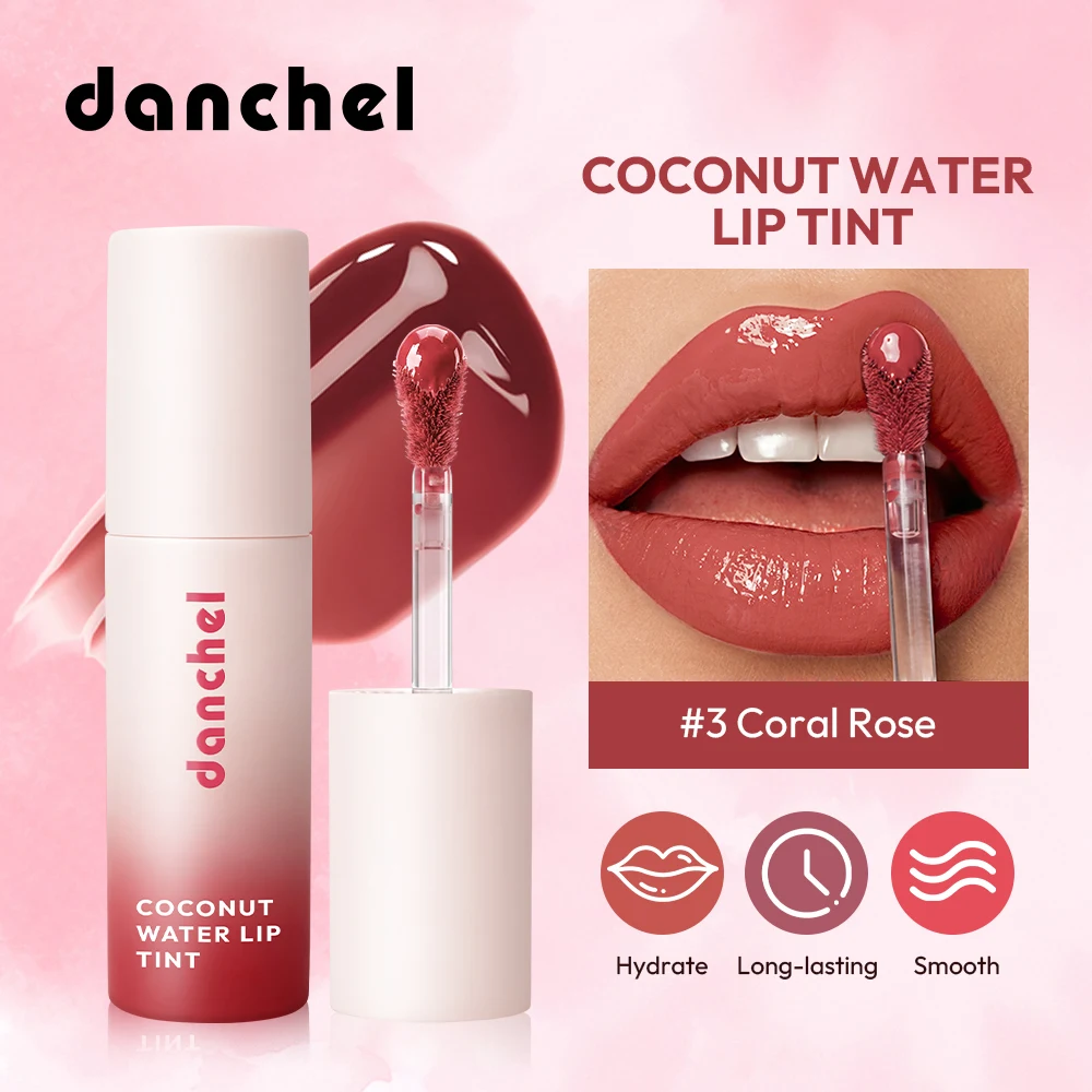 Coconut Water Lip Tint Flawless Full Color Glossy Finish Non-Sticky Waterproof Smudge-Resistant Long-lasting Hydration Lip Tint