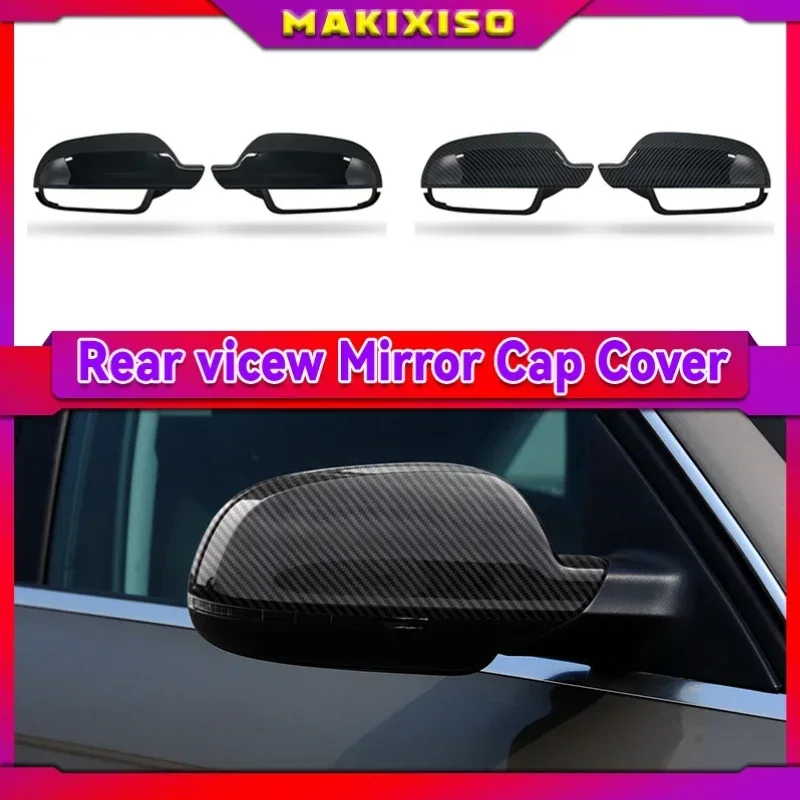 2Pcs Carbon fiber style Rearview Mirror Shells Cover Protection Cap Car Styling Shell Side Mirror Shell Covers For A3 A4 A5 B8.5