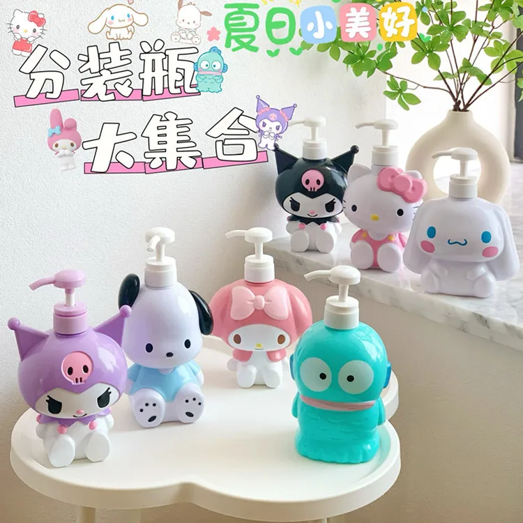 Kawaii Hello Kitty My Melody Kuromi Cartoon Lotion Bottle Anime Sanrio Girl's Heart Large Capacity Shampoo Dispensing Bottles