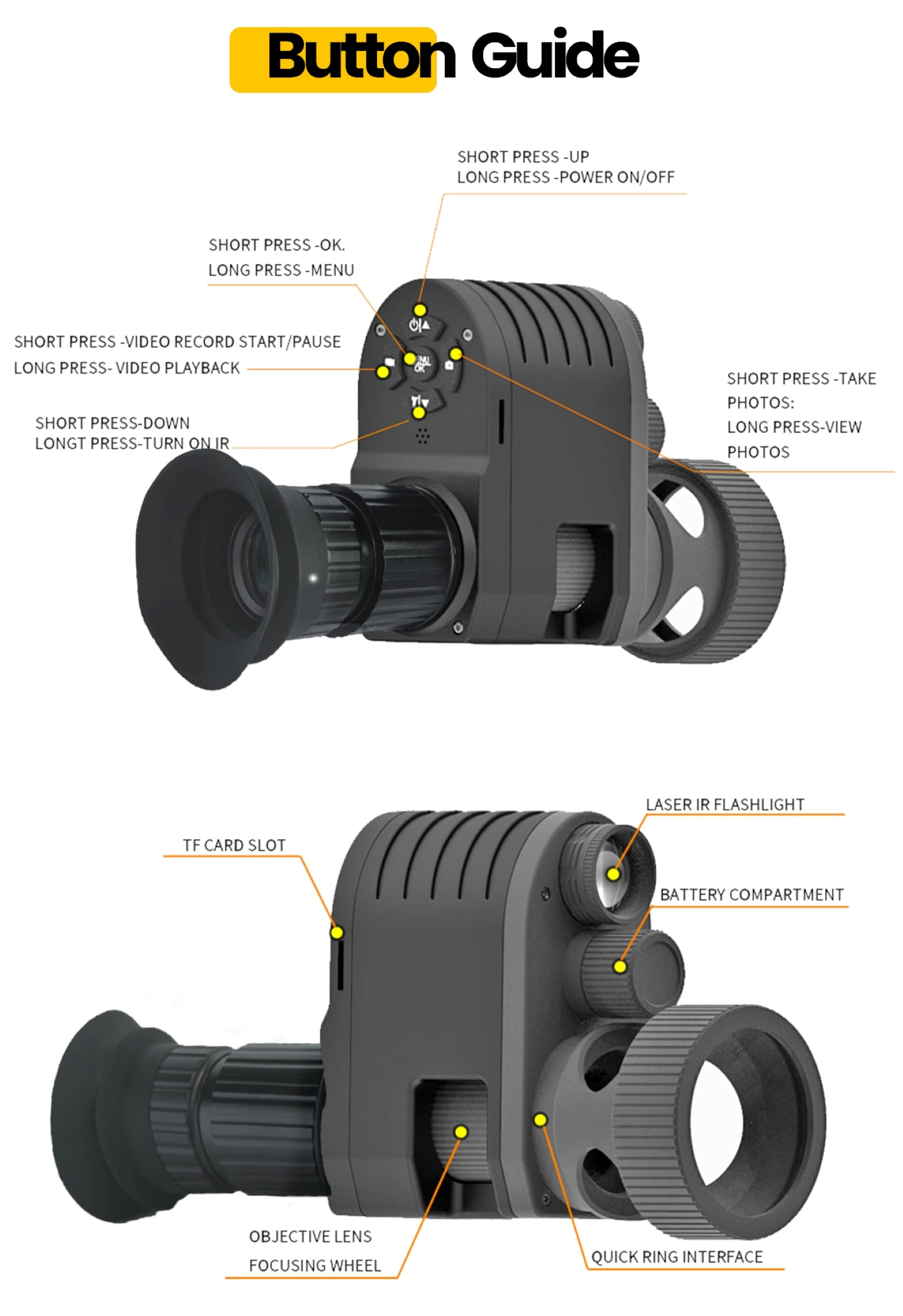 Megaorei M4 4X Digital Zoom Monoculars Telescope Add on Infrared Night Vision Scope for Hunting tactical  laser Video Recording