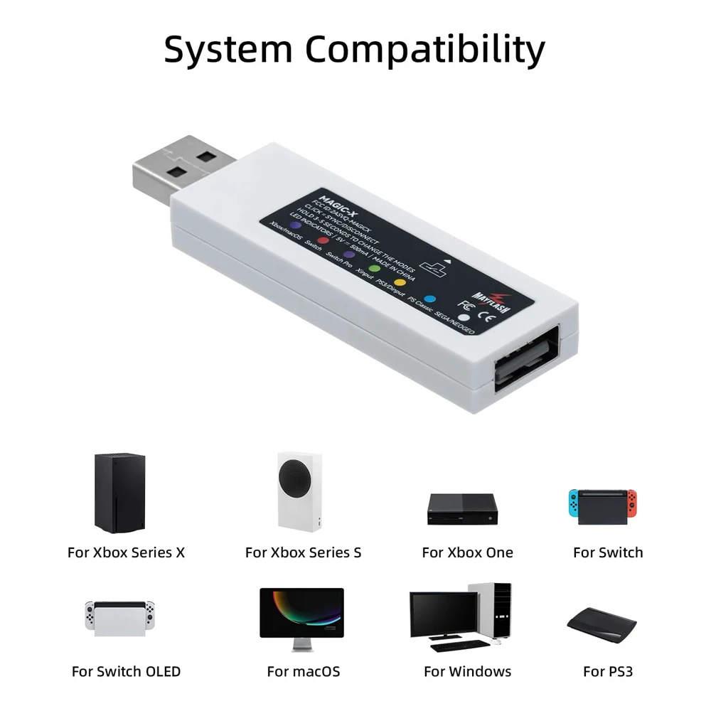 Mayflash MAGIC-X Bluetooth-Compatibele Controller Adapter Voor Xbox Serie X/S/Xbox1/PS3/Switch/raspberry Pi/Stoom/Sega/Pc/Neogeo