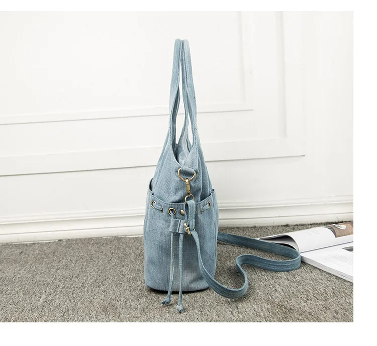 Imagem -02 - Denim Mulheres Bolsa de Ombro Nova Moda Jeans Crossbody Bolsa Feminino Grande Tote Bolsa Viagem Grande Bolsa Azul Alta Qualidade