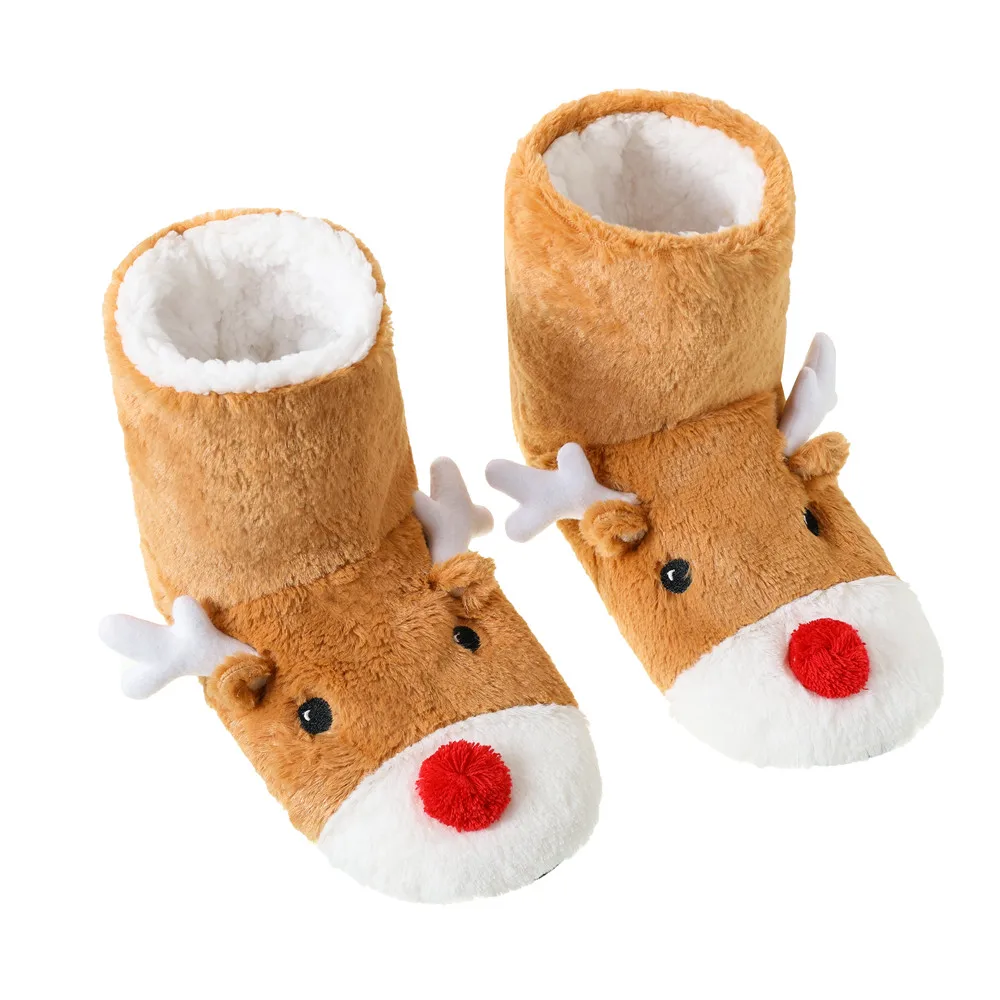 Home pantofole da donna scarpe da pavimento invernali pelliccia da interno peluche antiscivolo Grip cervo caldo gatto unicorno orso stivali da casa