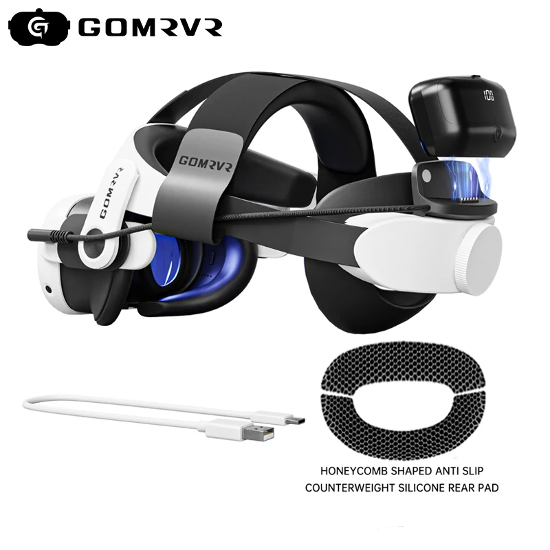 GOMRVR S3 Battery Head Strap compatible with Meta Quest 3/Q3S Replacement Elite Strap 20 watt Magnetic Fast Charge 10000 battery