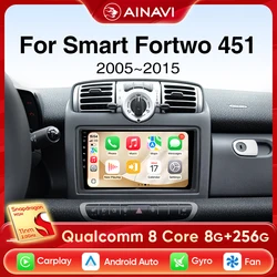 Ainavi Car Radio For Mercedes Benz Smart Fortwo 451 2005 - 2015 Android 13 Wireless Carplay Android Auto Multimedia HDMI 2 DIN
