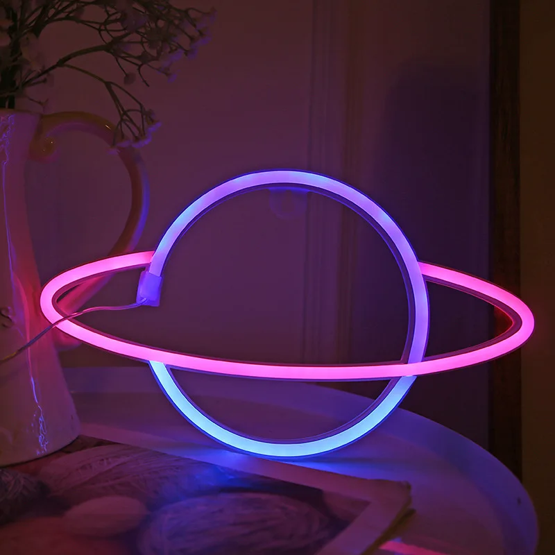 T30 LED Neon Lamp Elliptical planet Shaped earth Sign NeonHome Decorative Wall Light Christmas Party GIft Room Lighting