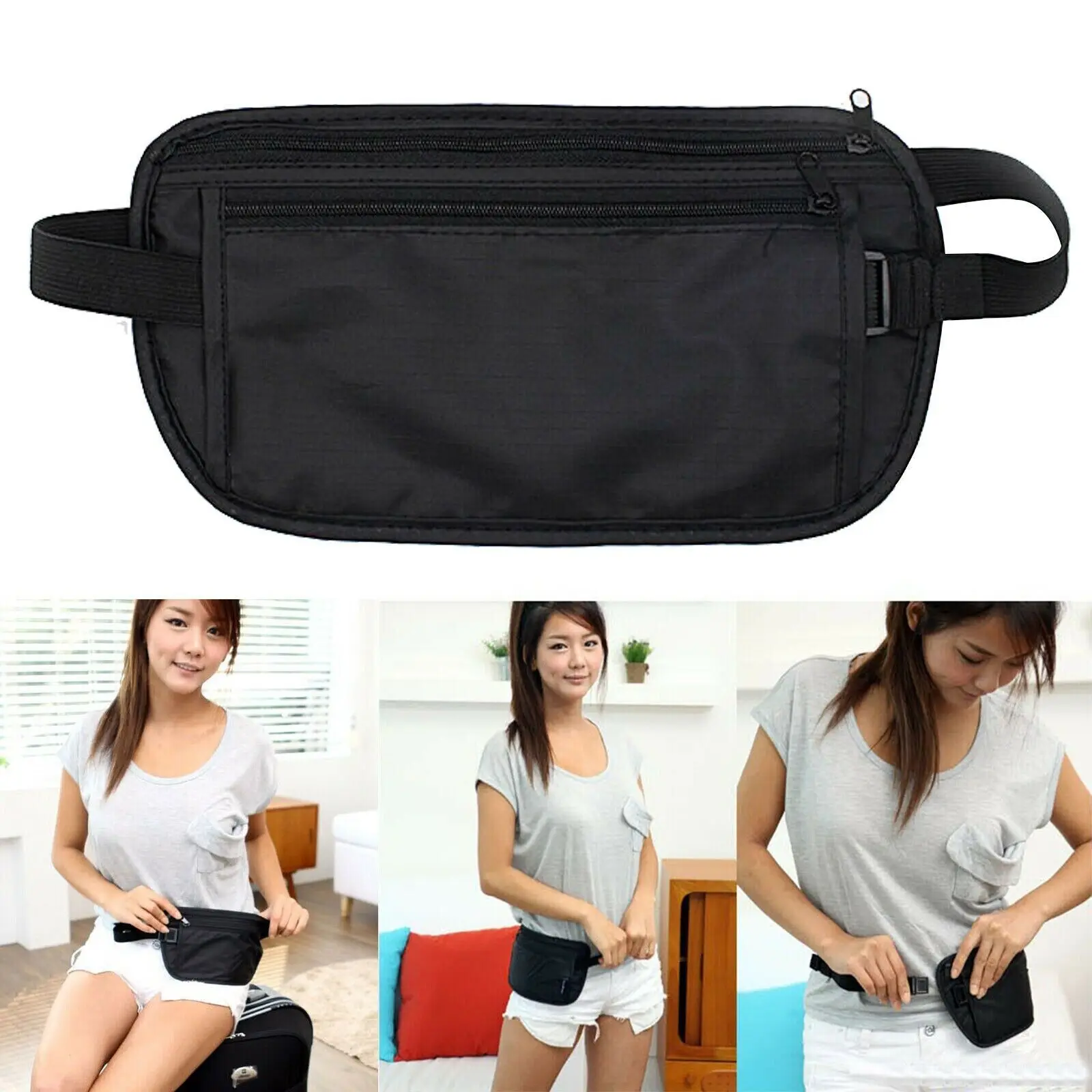 Outdoor Close-Fitting Sports Waist Bag Waterproof Anti-Theft Invisible Running Waist Bag Ultra-Thin Travel Mobile Phone Bag