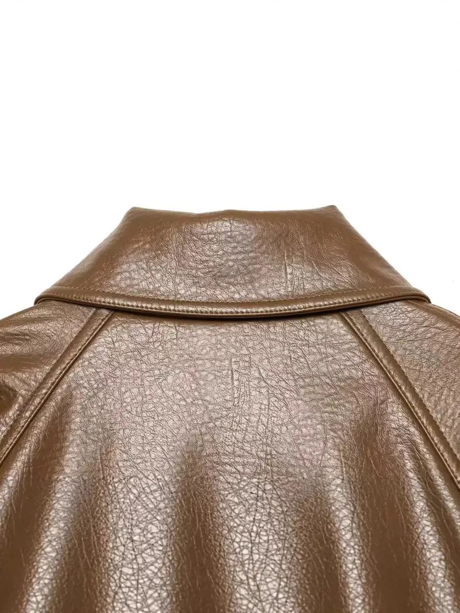 Retro Brown Leather Jacket Women's Belted American Waist Cinched Collar Jacket Female Cross-Border Best-Selling 2026