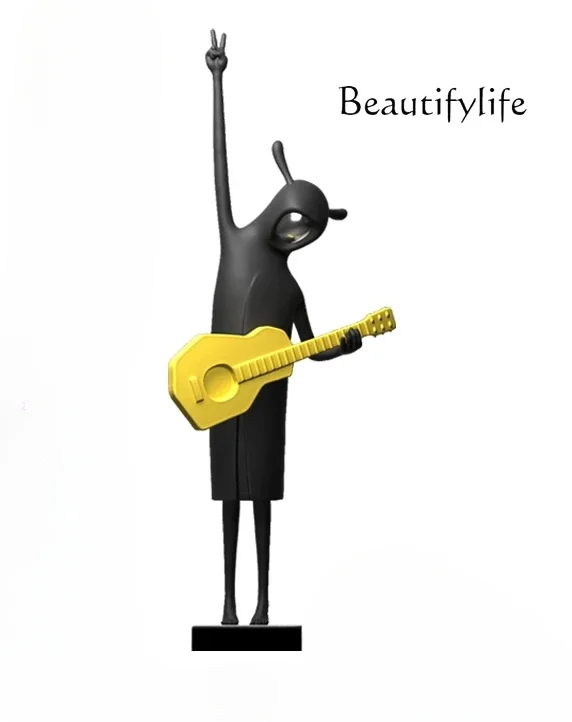 Abstract figure playing guitar creative soft decoration artwork sculpture ornament villa TV cabinet floor