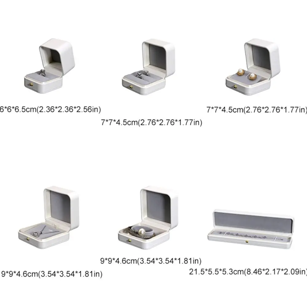حساسة بو الجلود والمجوهرات هدية مربع الأبيض مواصفات متعددة مجوهرات علبة التعبئة والتغليف الفانيلا بطانة حلقة حالة الزفاف #6