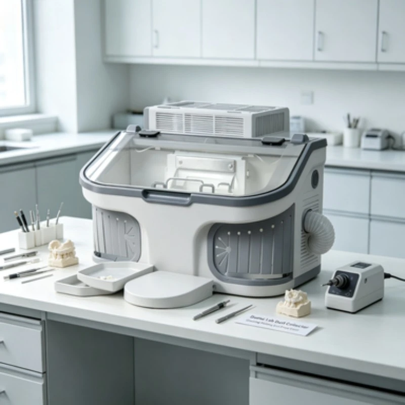 Dental Lab Dust Collector JT-69 Grinding Polishing Dust Proof Cover with LED Light Suction Box