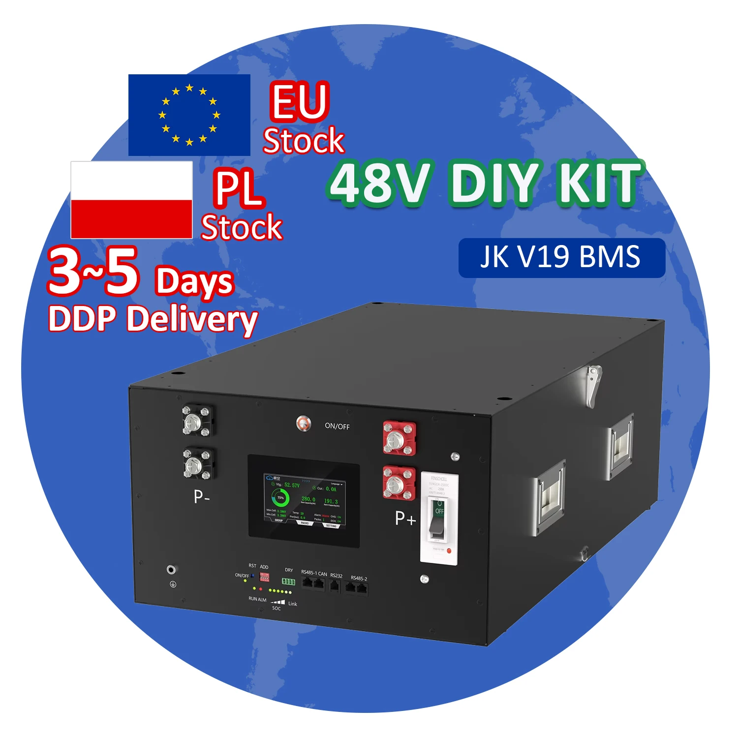 【HOT】PL Stock Diy Solar Energy System 48V 280Ah 314Ah 320Ah Jk V19 BMS Diy Box Kit 5Kw 10Kw 15Kw 3.2v 280ah Lifepo4 Battery BOX