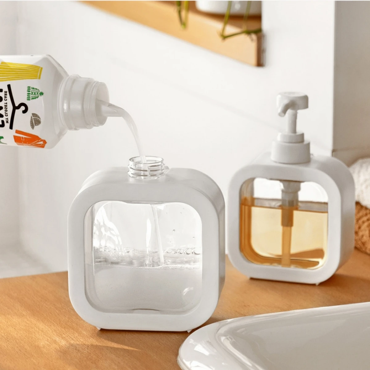 

500/300 мл портативные дозаторы для мыла для ванной комнаты, многоразовый лосьон, шампунь, держатель для геля для душа, дорожный дозатор, пустая бутылка с насосом для ванны