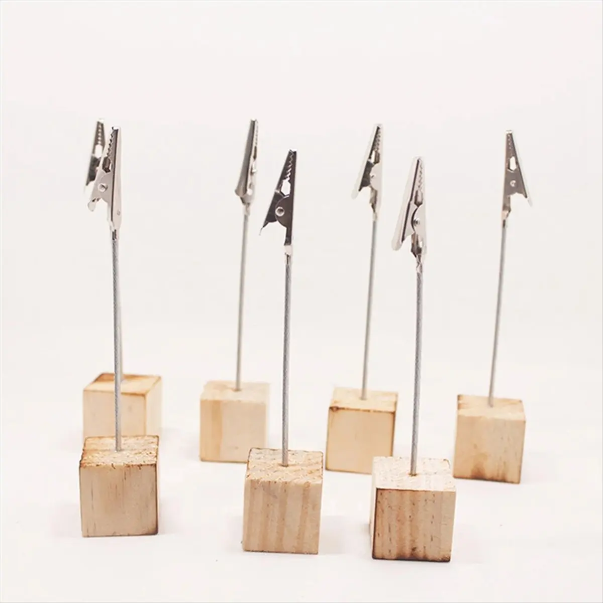 FTGT-10 PCS Memo Holder Pine Base Message Clip Vertical Note Holder for Office Wedding Party House Decoration Birthday Photos