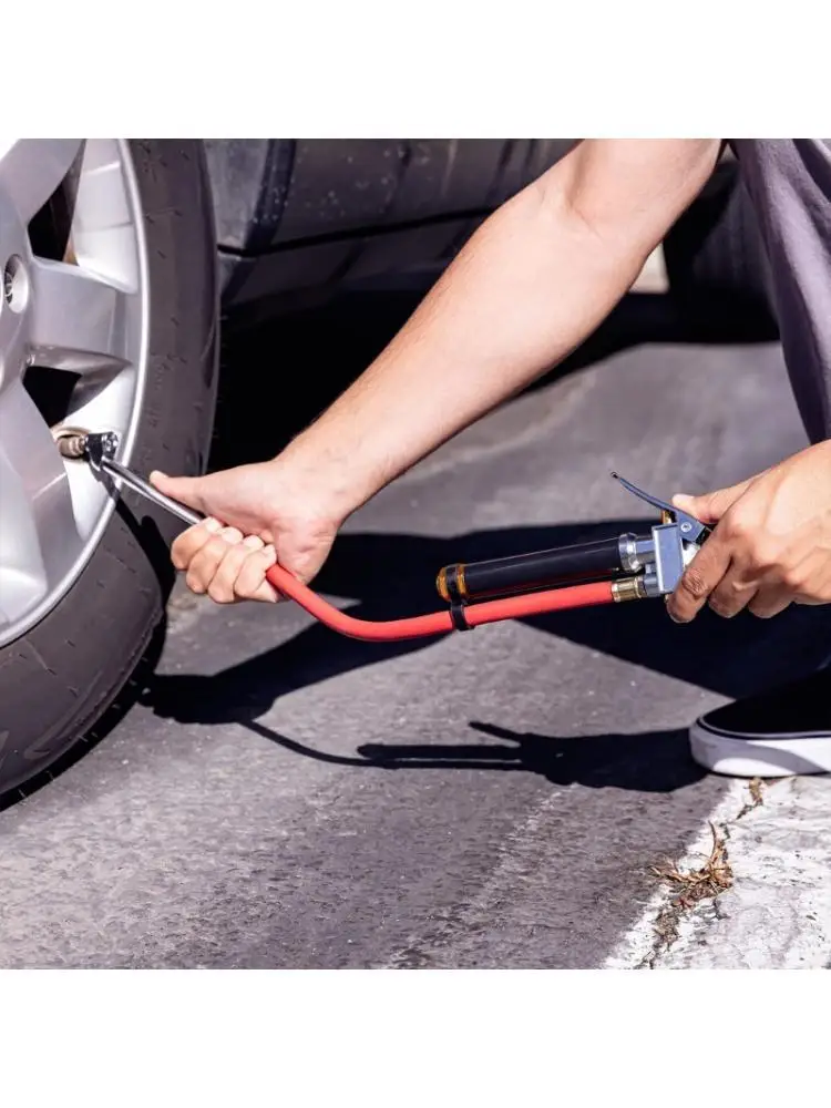 

02DE 10-120PSI Bayonets Inflator Gauge with Hose and Straight On Chuck Wheel Tire Air Compressors
