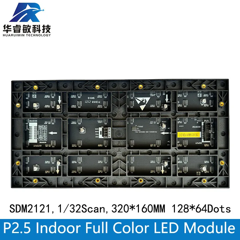 2.5mm Pitch P2.5 SMD2121 RGB Full Color Indoor 320x160mm 128x64Dots LED Matrix Module