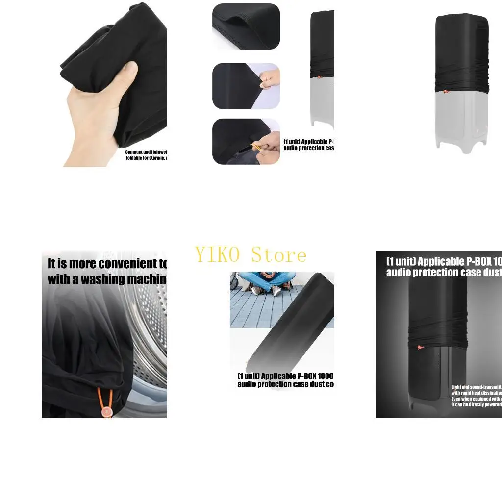 K32C Home Media Speaker Cover, Full-Body Cloth Dust Sleeve for Large Floor Speaker Storage with Open Lower Section and Drawcord