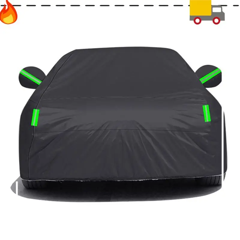 

Discount-1 Piece Sedan Full Car Covers Black Automotive Supplies Outdoor Waterproof Sun Snow Rain Protection Reflective Strip Ca