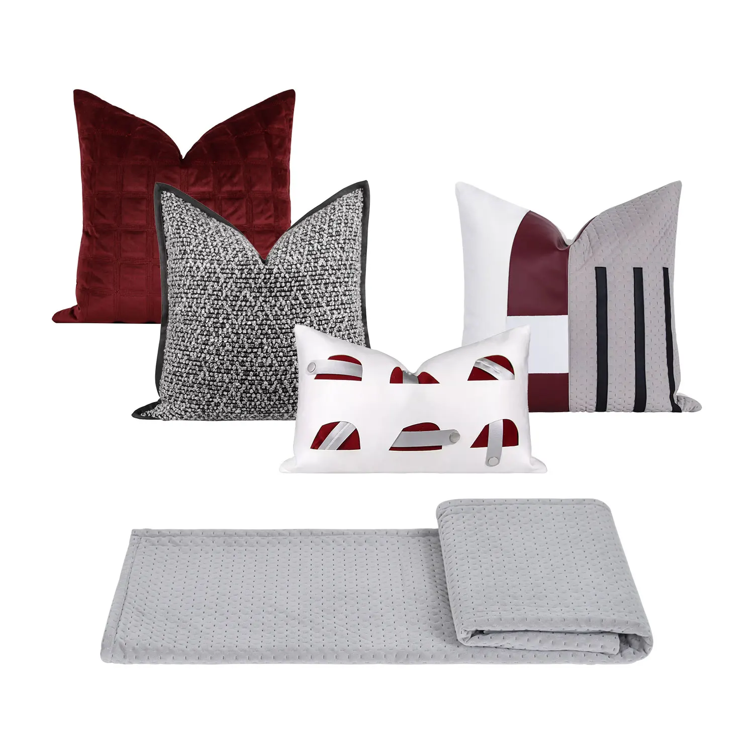 

RUIYI New modern luxury wine red 45X45CM 50X30CM rectangular cushion pillowcase for home decoration