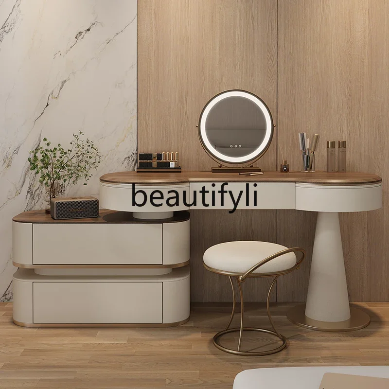 

A16 Premium solid wood dresser storage cabinet integrated bedroom retro style high-end makeup table