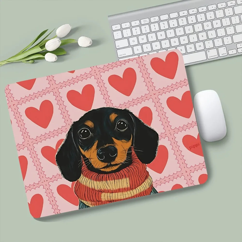 Cute Dachshund with Hearts Large Mouse Pad, Non-slip Extended Gaming Desk Mat, Waterproof Keyboard Pad