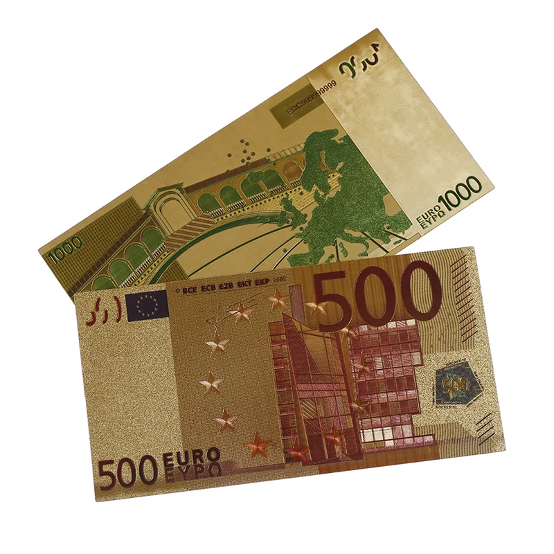 أوراق ورقية من رقائق الذهب ، جمع النقود اليدوية ، عملة الملاحظات البنكية ، 8 يورو لكل مجموعة